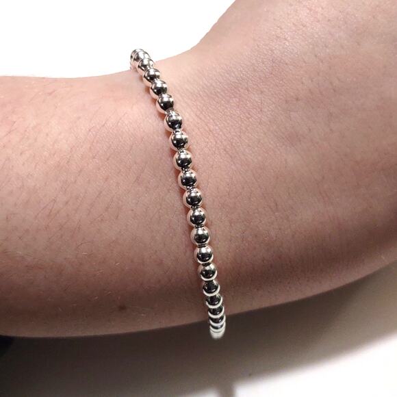 925 Silver Plated Pearl Necklace & Bracelet 4mm Set Valentine's Birthday Gift